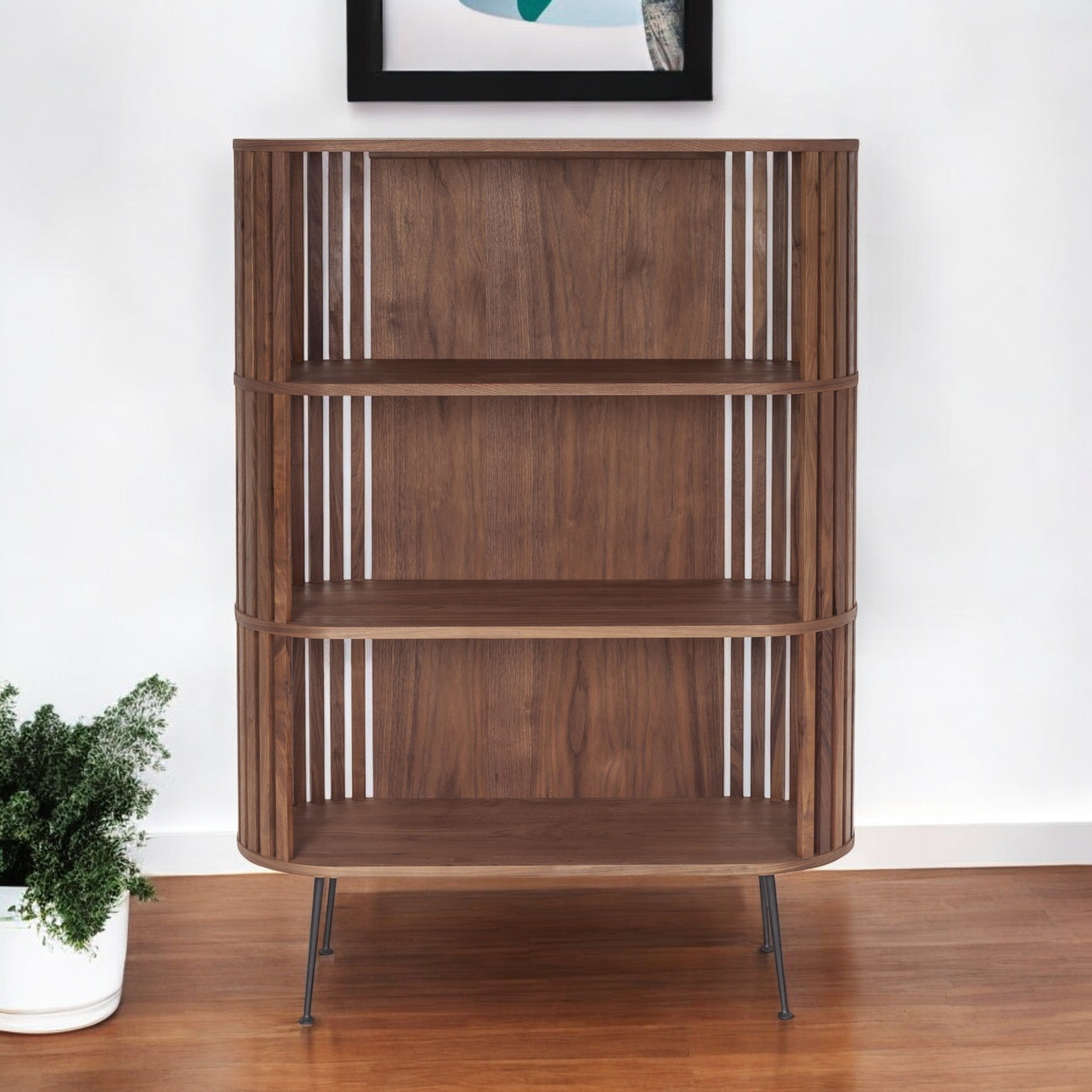 41" Wood Mid-Century Modern Bookcase