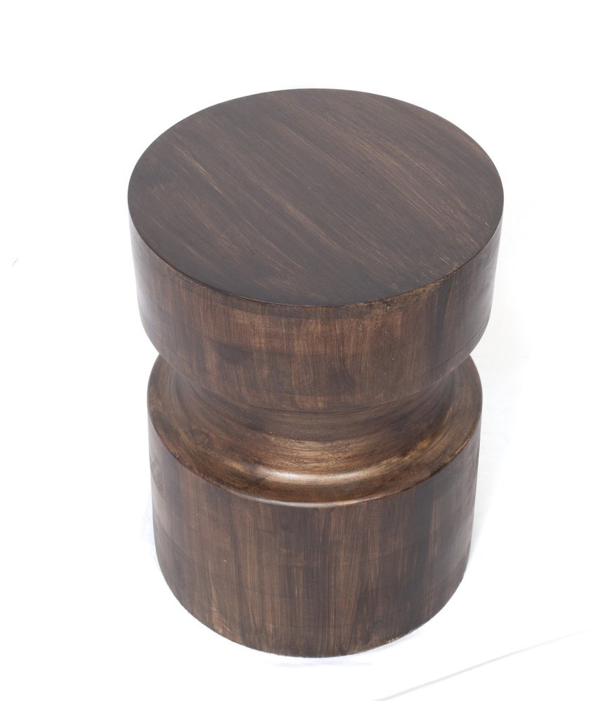 16" Brown Shaved Pedestal End Table