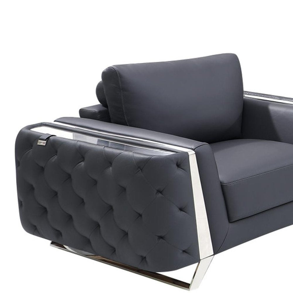 3 Piece Diamond Tufted Leather 6-Seat Set