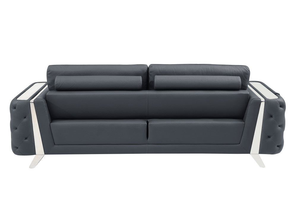 3 Piece Tufted Top-Grain Leather 6-Seat Set