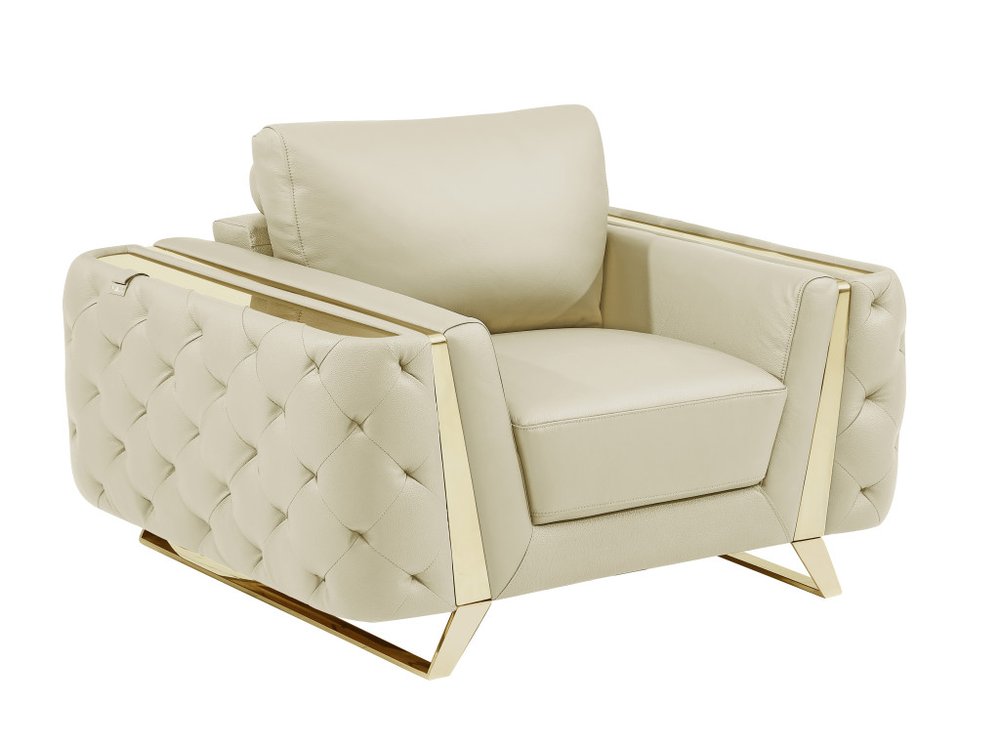 50" Leather Diamond Tufted Club Chair