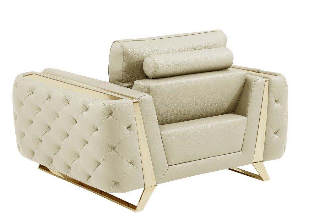 50" Leather Diamond Tufted Club Chair