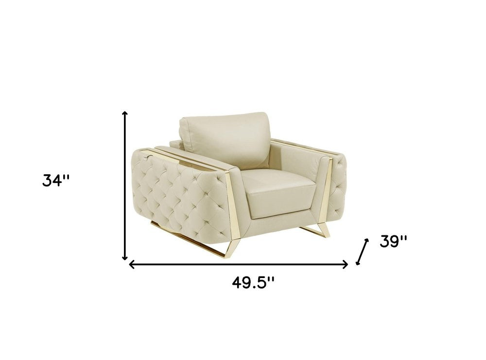 50" Leather Diamond Tufted Club Chair