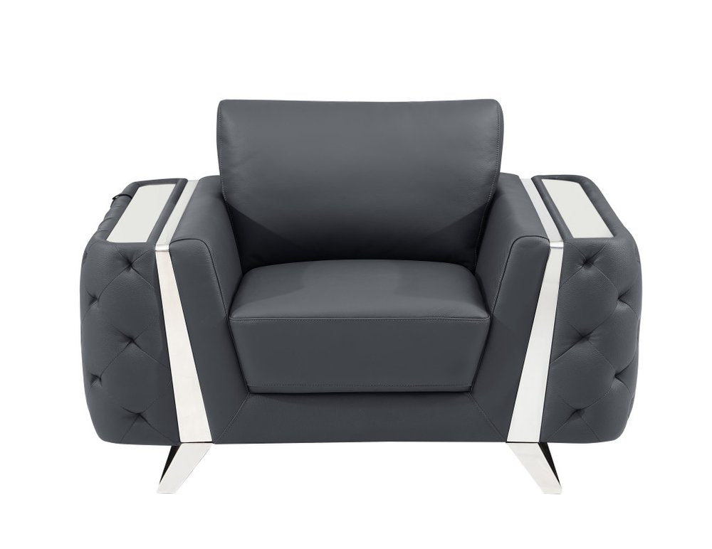 50" Leather Diamond Tufted Club Chair