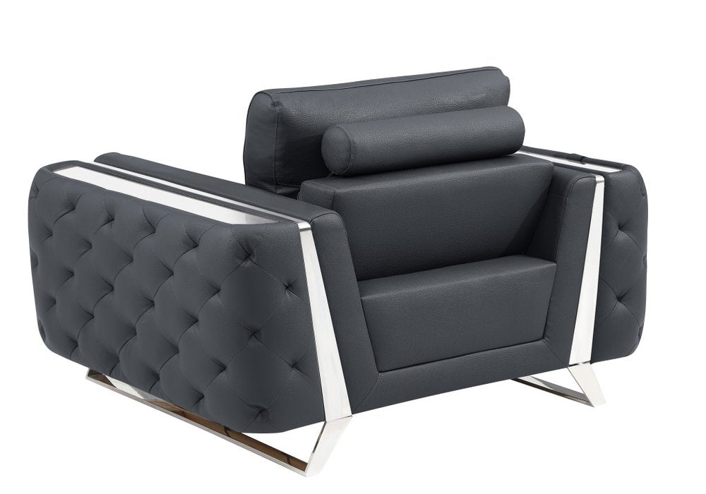 50" Leather Diamond Tufted Club Chair