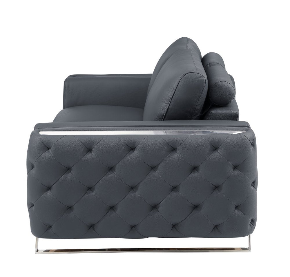 50" Leather Diamond Tufted Club Chair