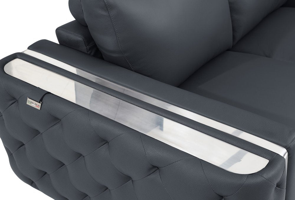 50" Leather Diamond Tufted Club Chair