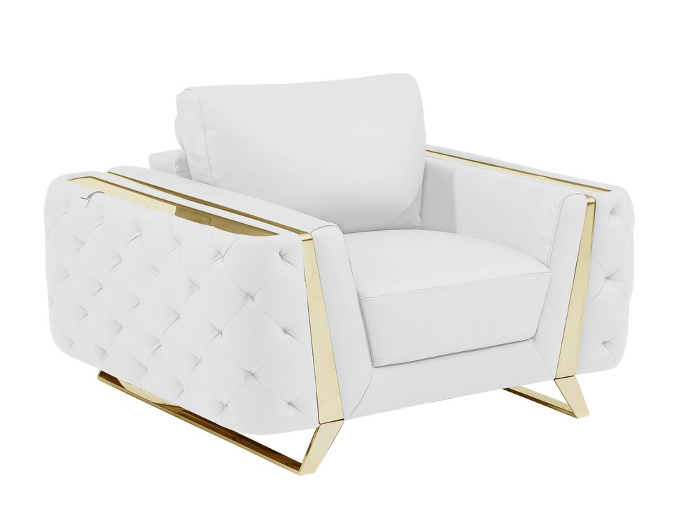 50" Leather Diamond Tufted Club Chair