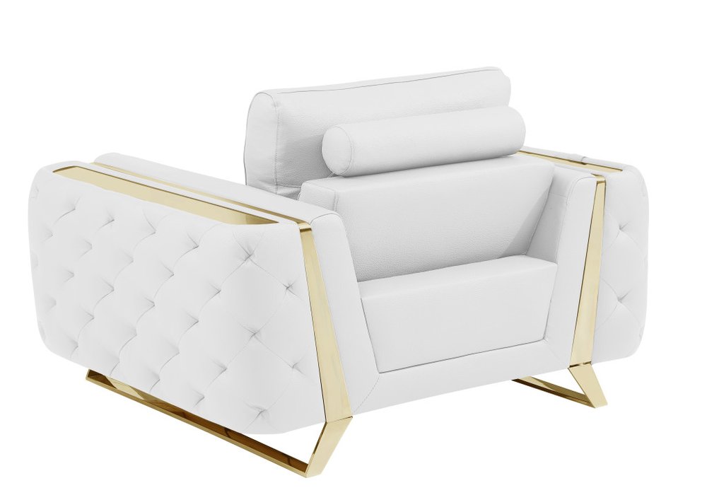 50" Leather Diamond Tufted Club Chair