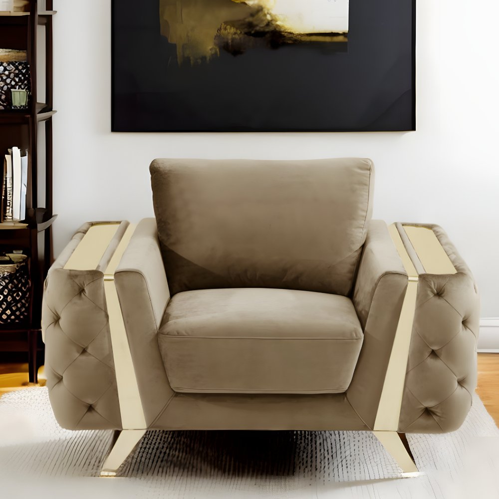 50" Contemporary Velvet Tufted Club Sofa