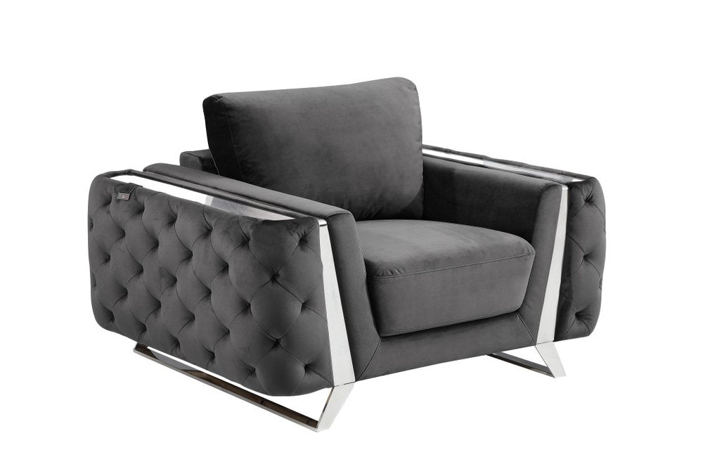 50" Contemporary Velvet Tufted Club Sofa