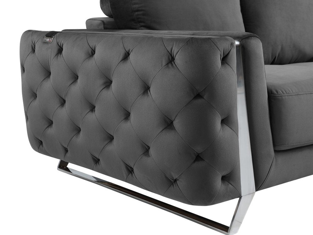 50" Contemporary Velvet Tufted Club Sofa