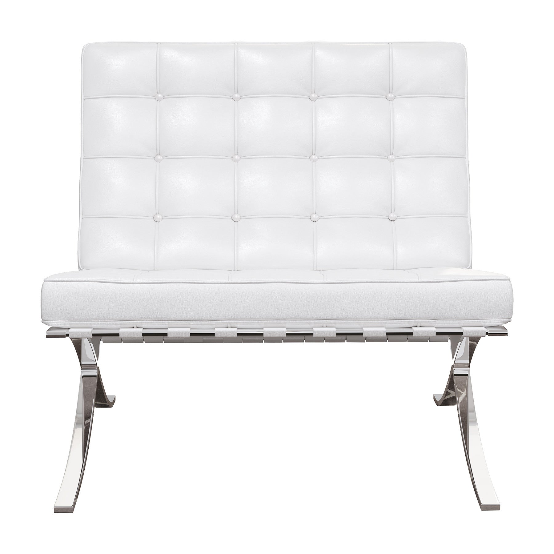 31" Italian Leather Tufted Armless Chair