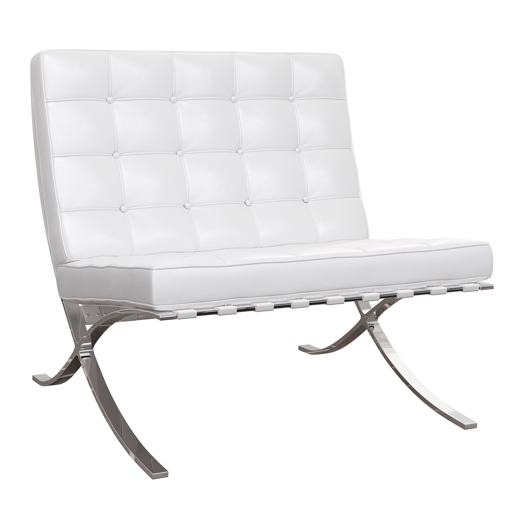 31" Italian Leather Tufted Armless Chair
