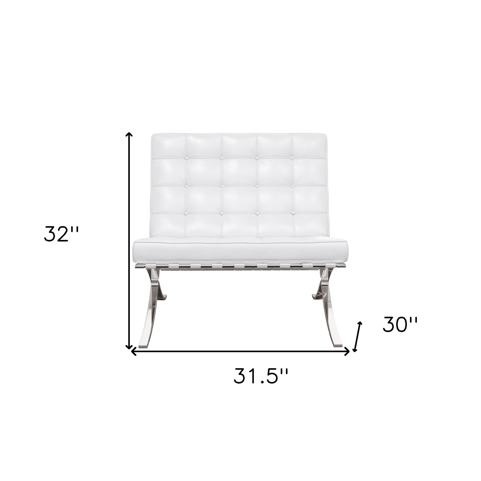 31" Italian Leather Tufted Armless Chair