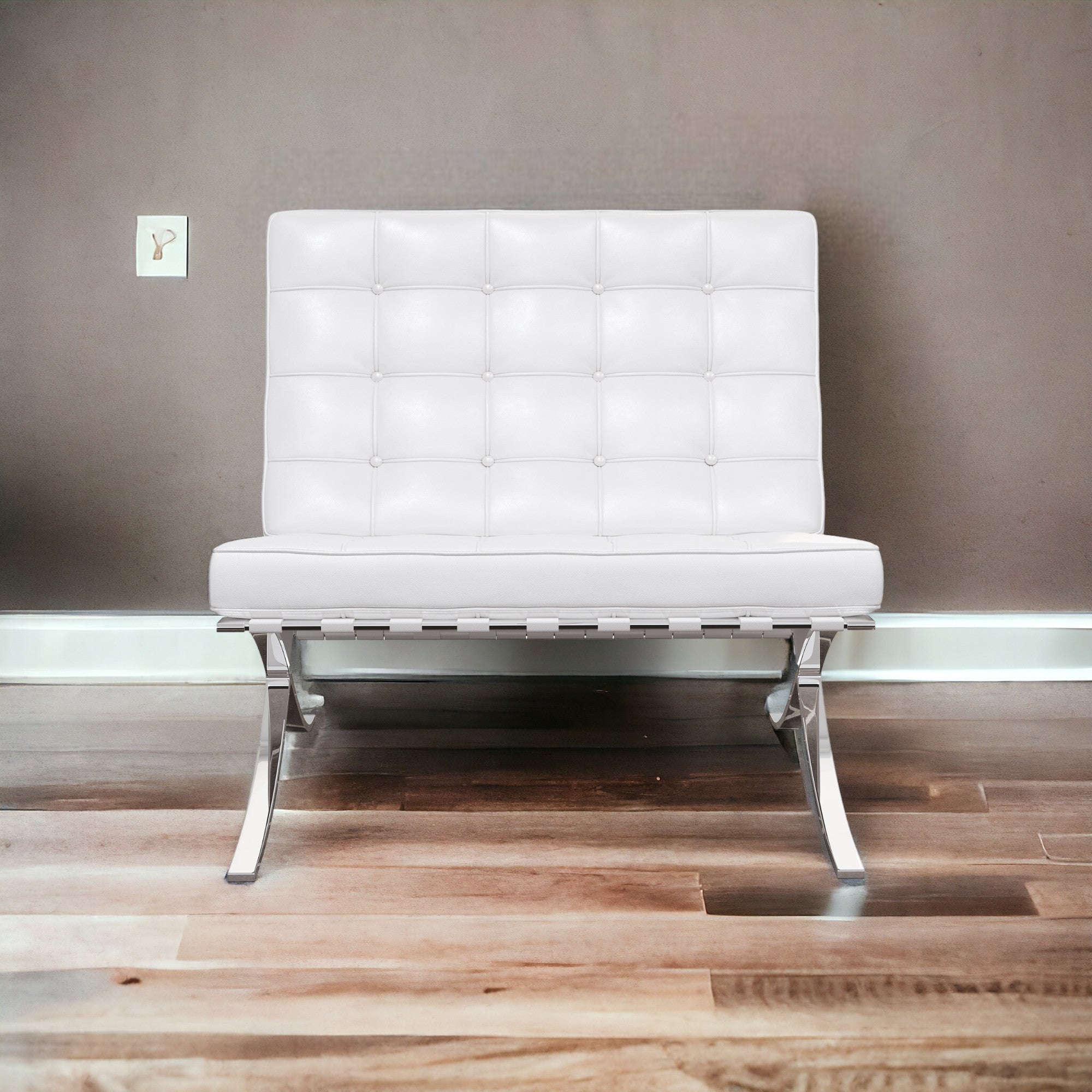 31" Italian Leather Tufted Armless Chair