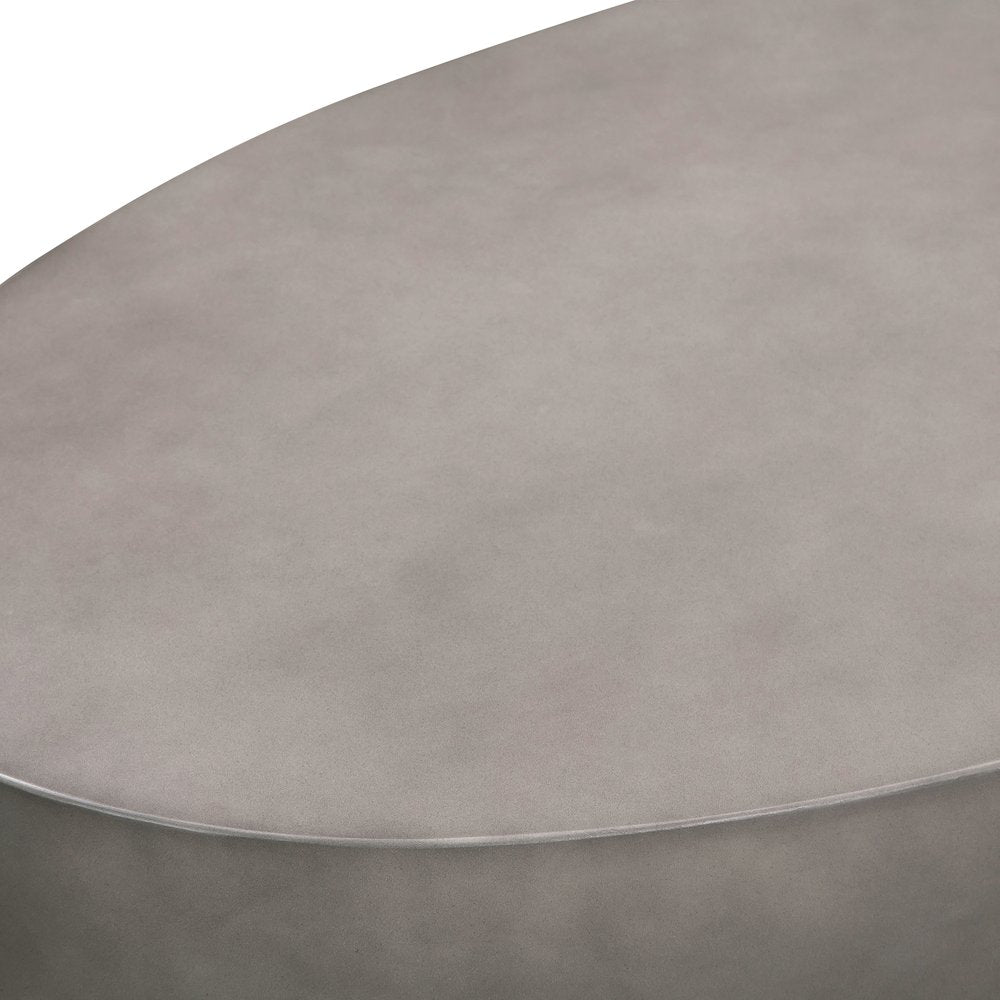 51" Gray And Brass Concrete Oval Coffee Table