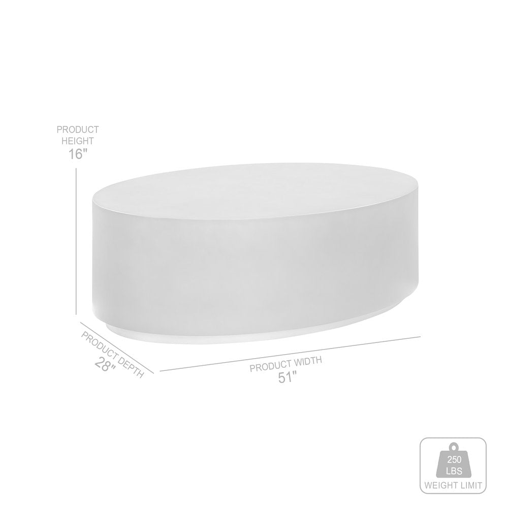 51" Gray And Brass Concrete Oval Coffee Table