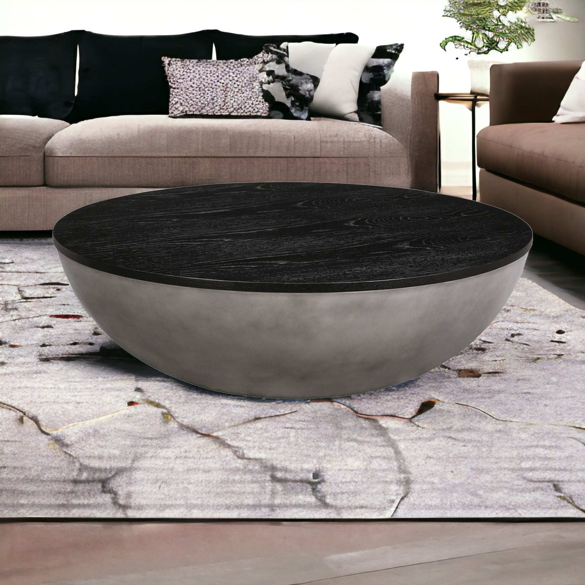 48" Gray Concrete Bowl Coffee Table