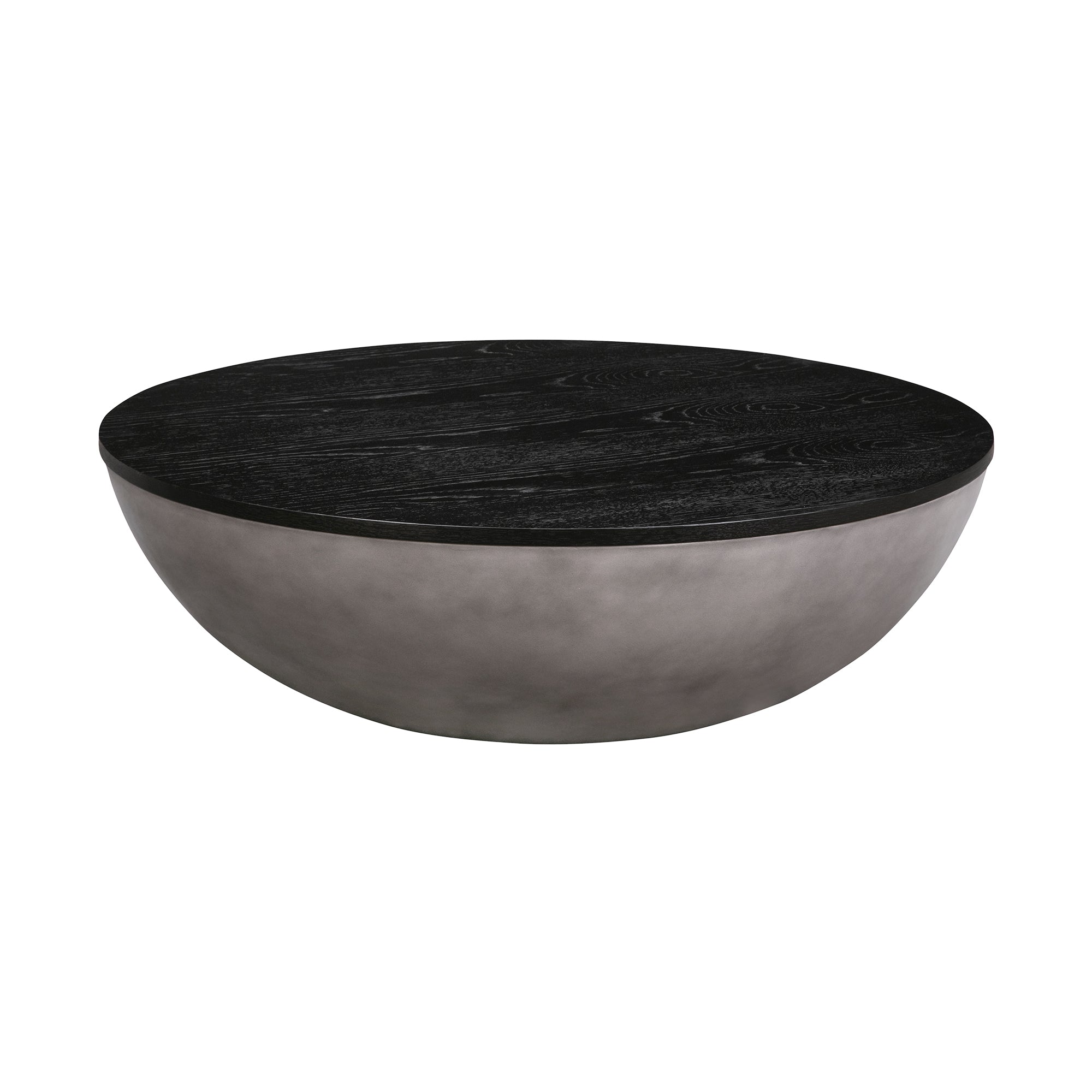 48" Gray and Black Concrete Bowl Coffee Table