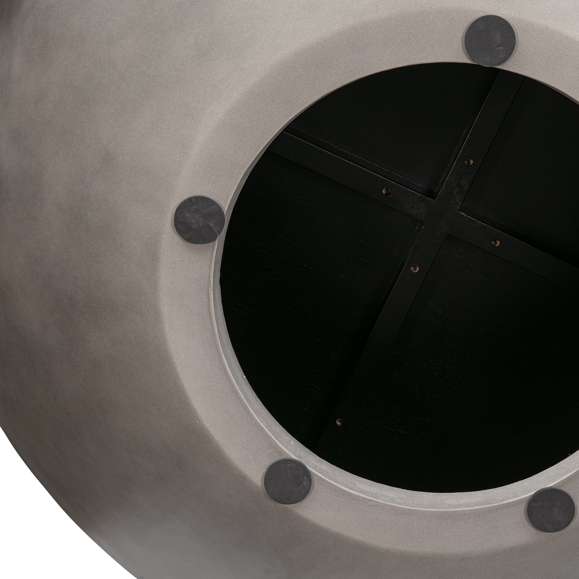 48" Gray and Black Concrete Bowl Coffee Table