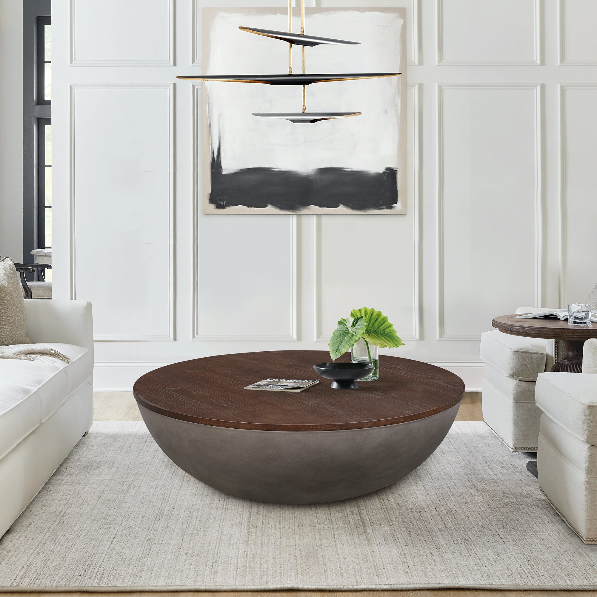 48" Gray Concrete Bowl Coffee Table