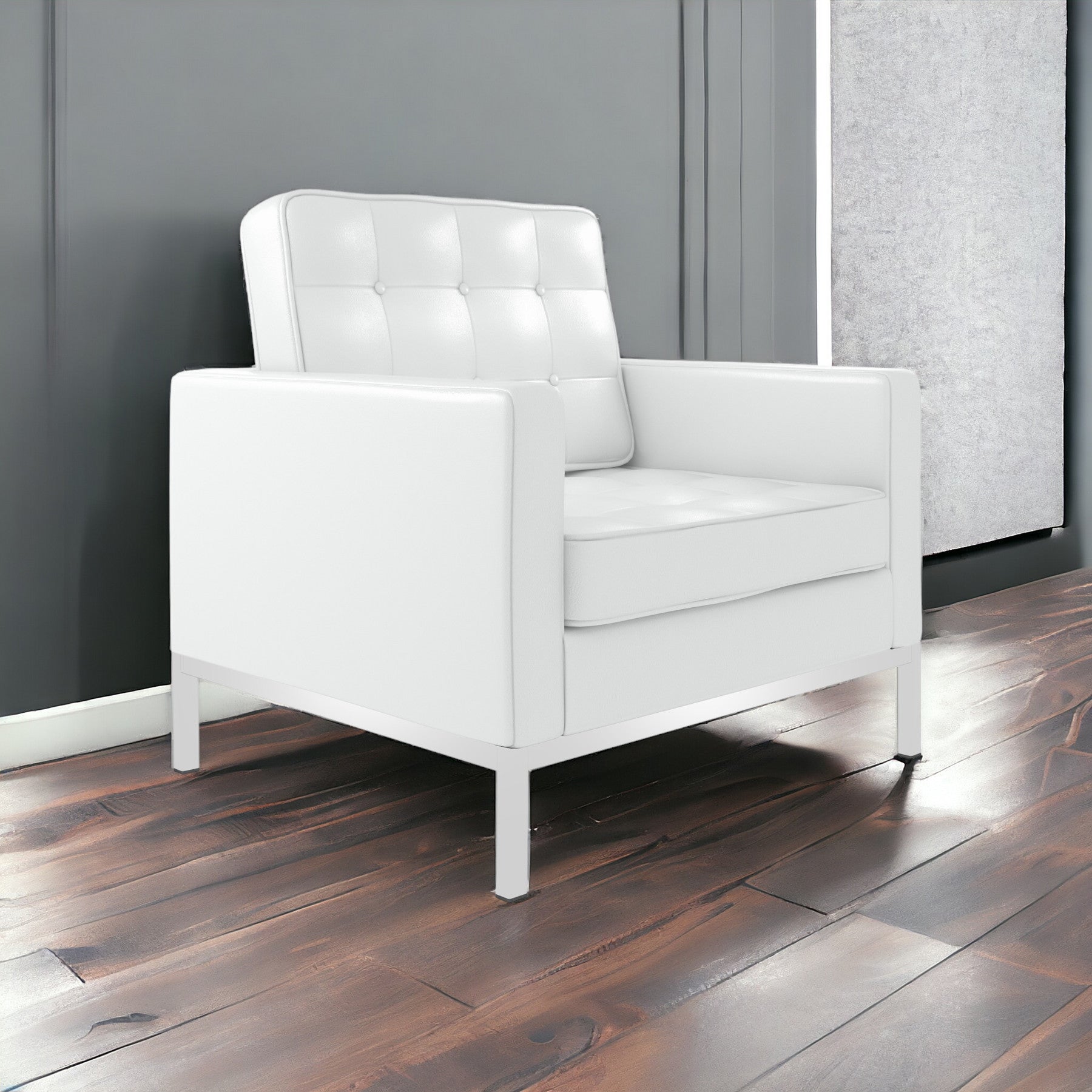 31" Italian Leather Tufted Club Chair
