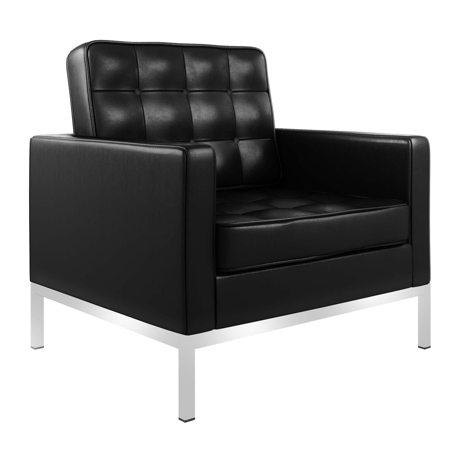 31" Italian Leather Tufted Club Chair