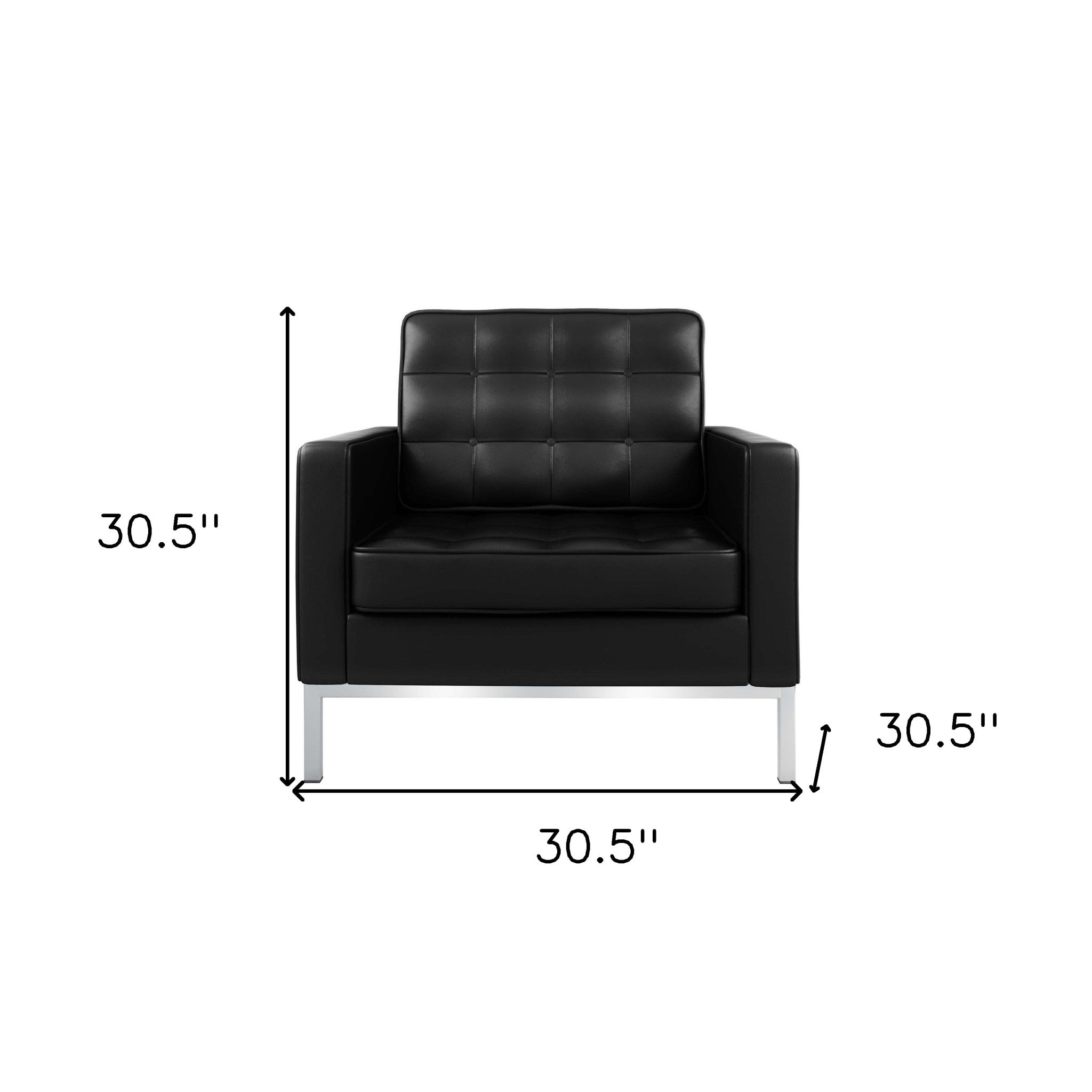 31" Italian Leather Tufted Club Chair