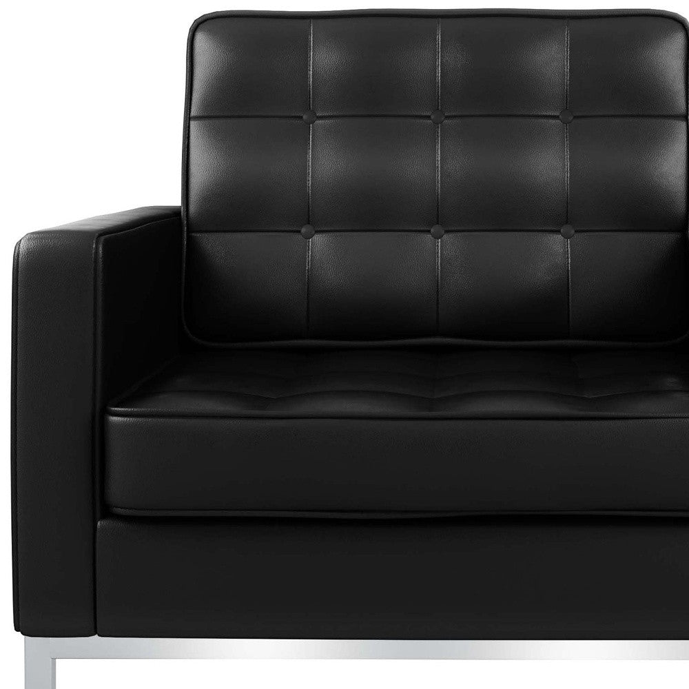 31" Italian Leather Tufted Club Chair