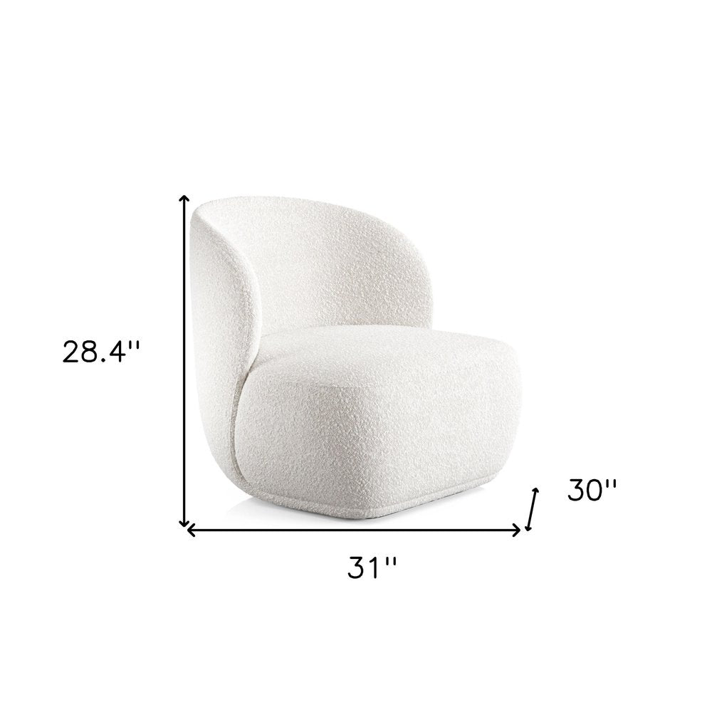 31" White Bouclé Wingback Chair
