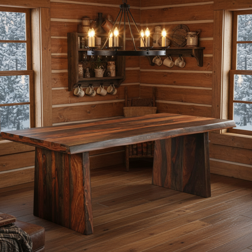86" Dark Brown Wood Dining Table