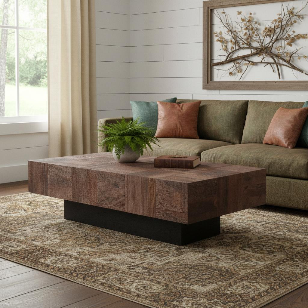 59" Square Wood Pedestal Coffee Table