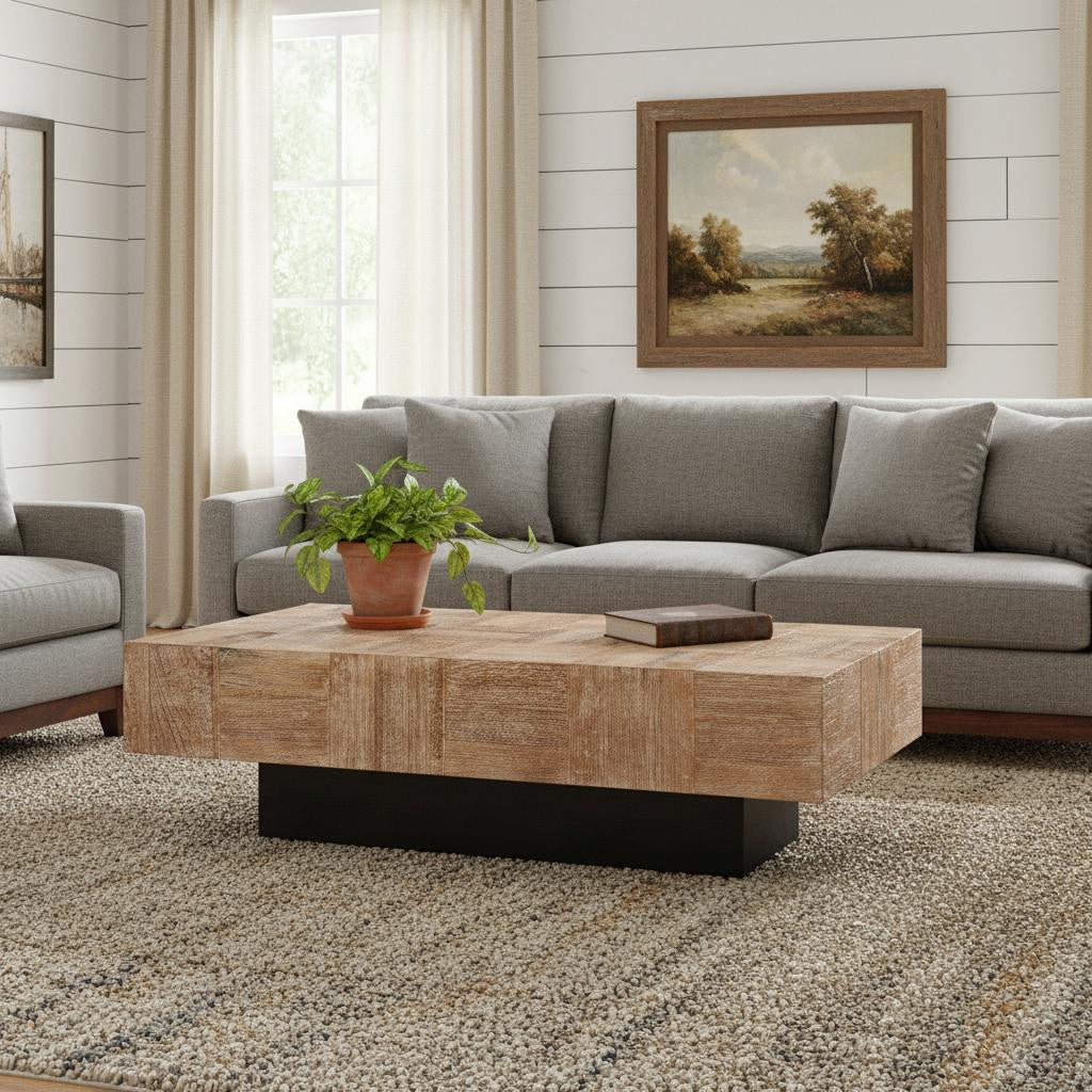 59" Square Wood Pedestal Coffee Table
