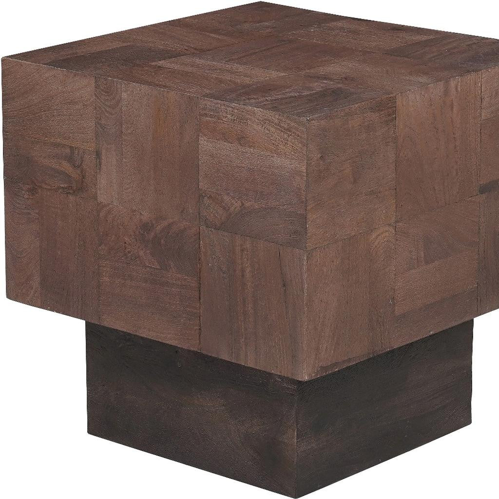 22" Square Wood Pedestal Side Table