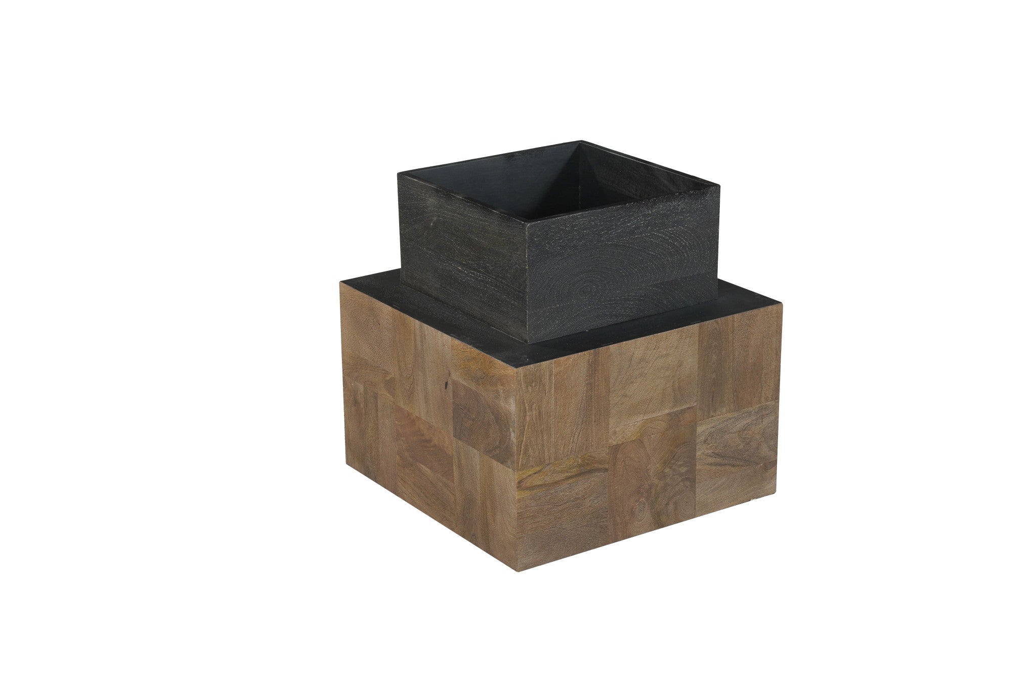 22" Square Wood Pedestal Side Table