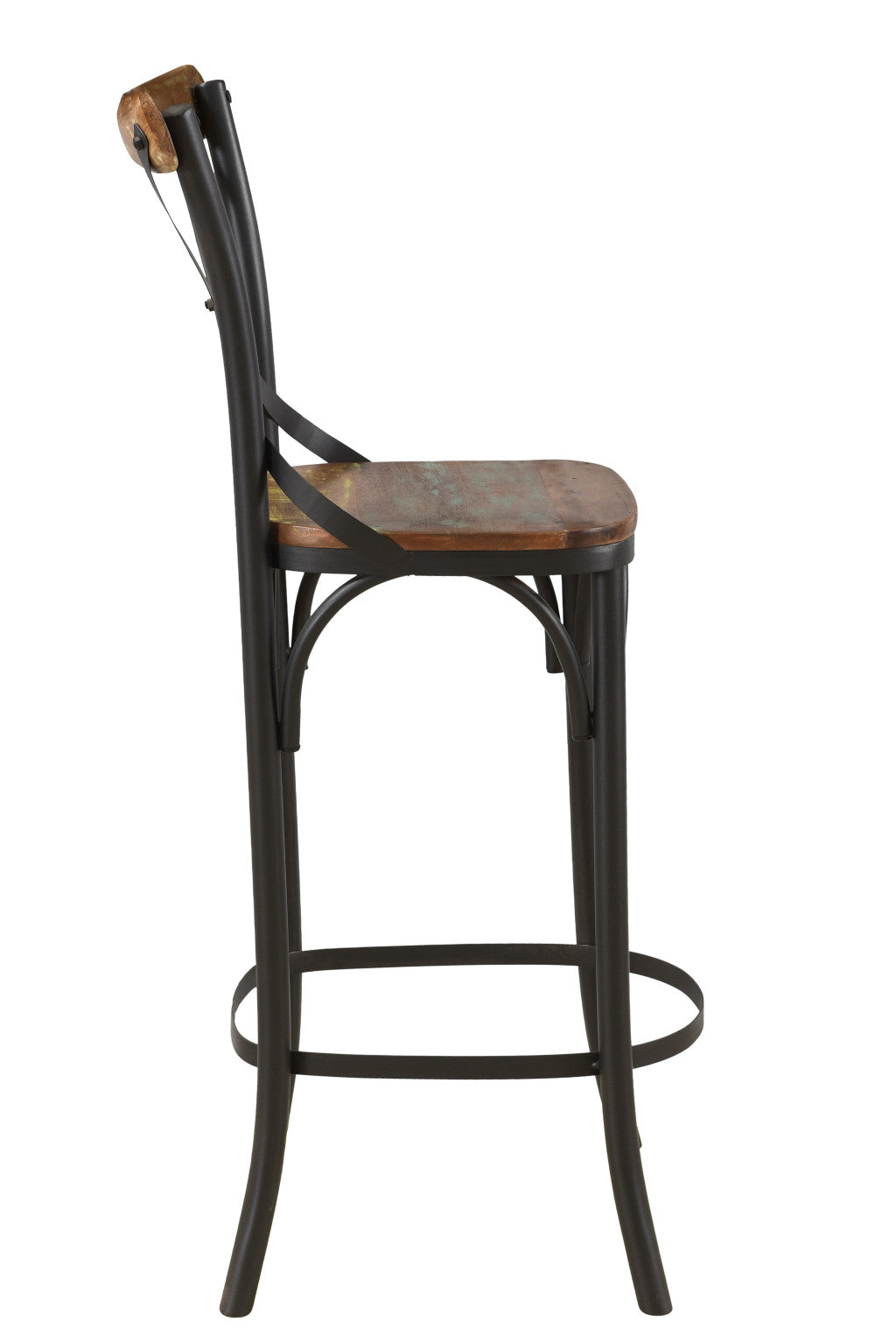 46" Brown and Black Industrial Bar Chair