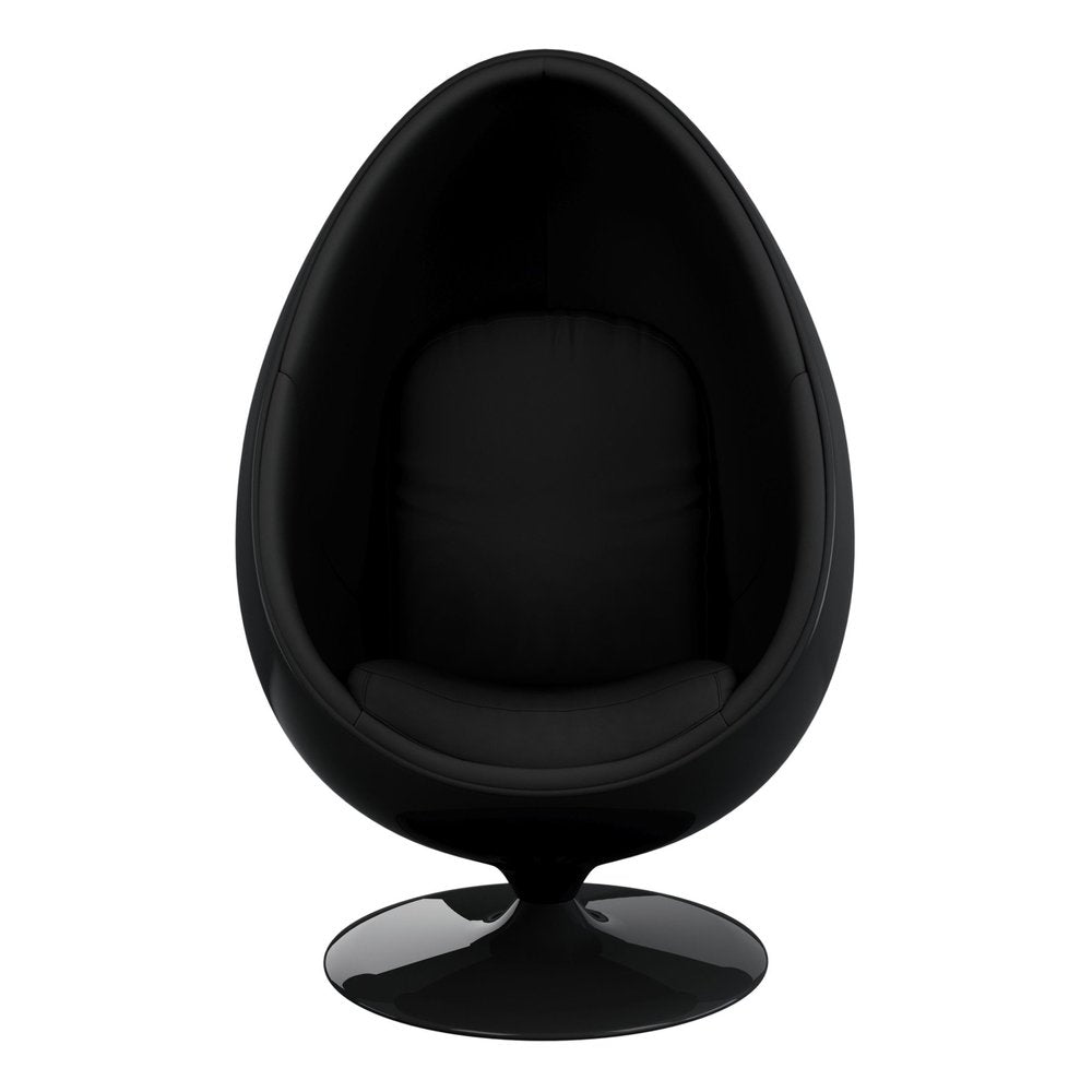 35" Black Fiberglass and Wool Swivel Egg Chair