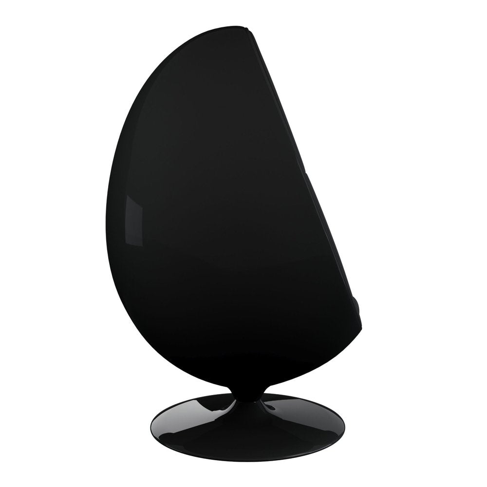 35" Black Fiberglass and Wool Swivel Egg Chair