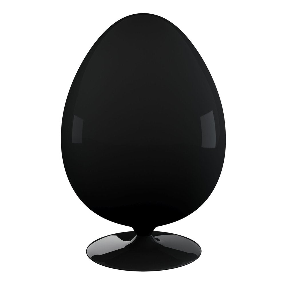 35" Black Fiberglass and Wool Swivel Egg Chair