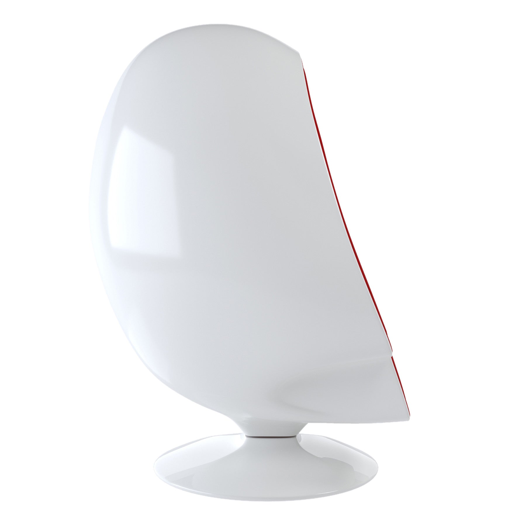 38" White and Red Wool Swivel Egg Chair and Ottoman