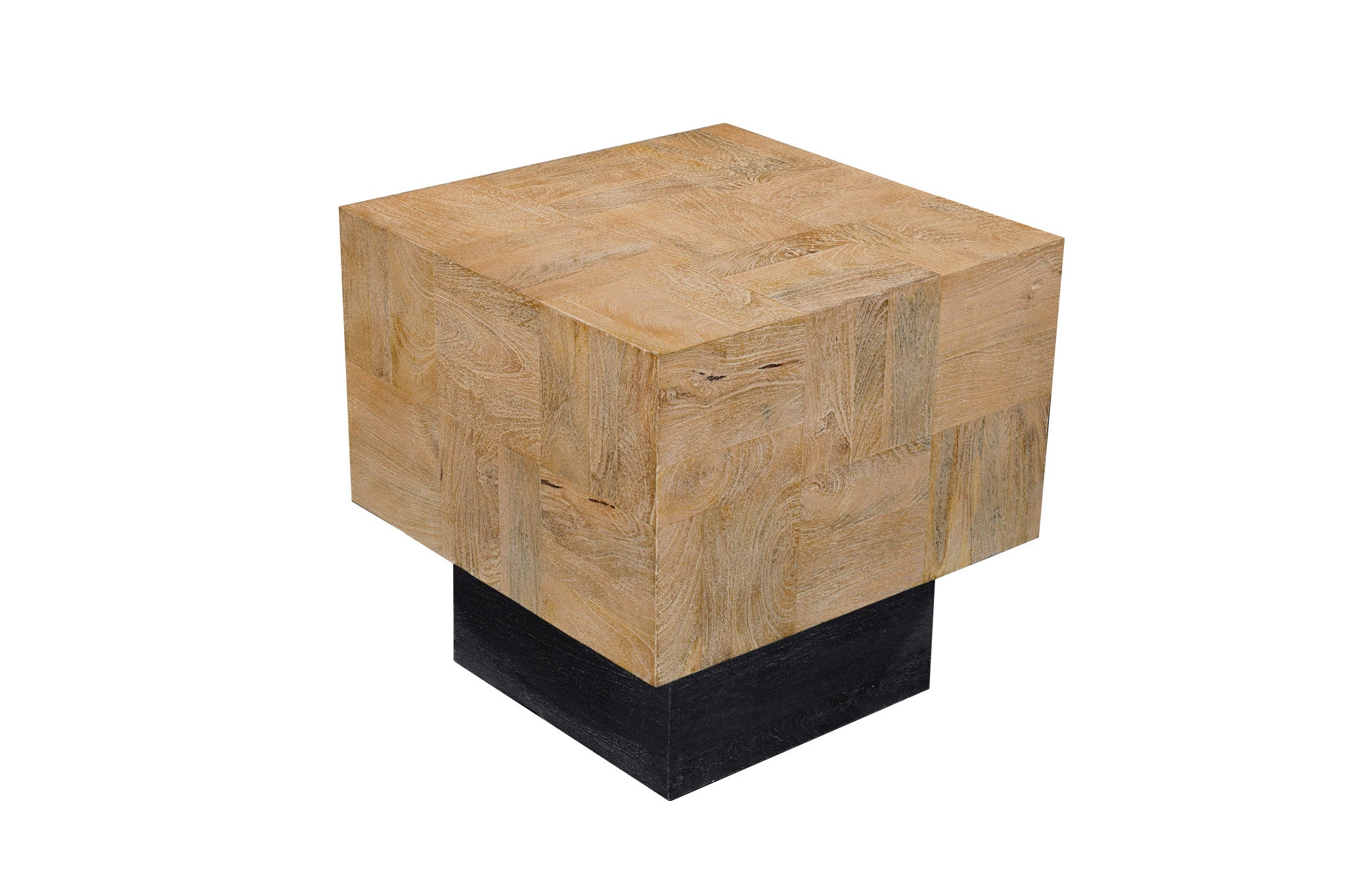 22" Square Wood Pedestal Side Table
