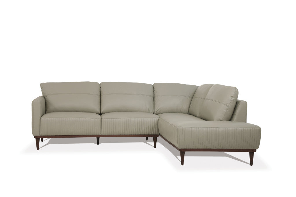103" Light Green RAF Two Piece Chaise Sofa