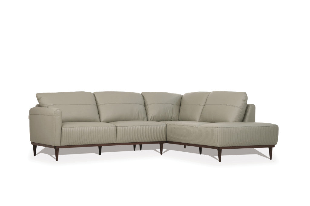 103" Light Green RAF Two Piece Chaise Sofa