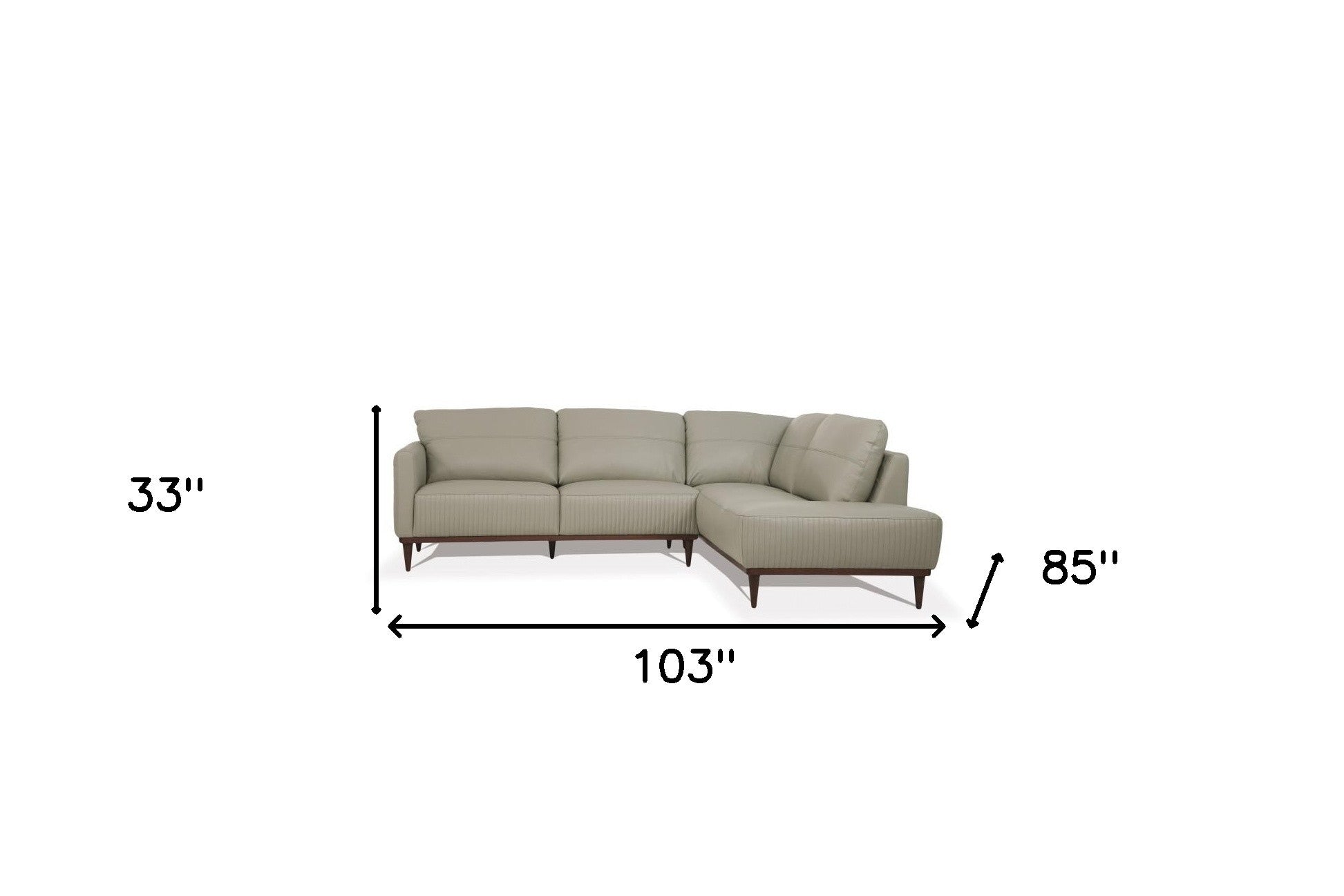 103" Light Green RAF Two Piece Chaise Sofa