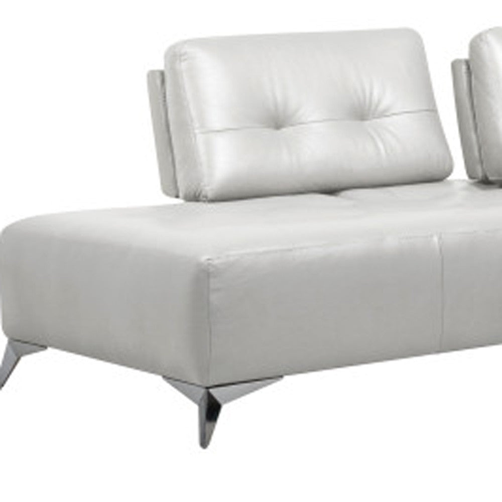 125" LAF White Leather Two Piece Sectional Sofa