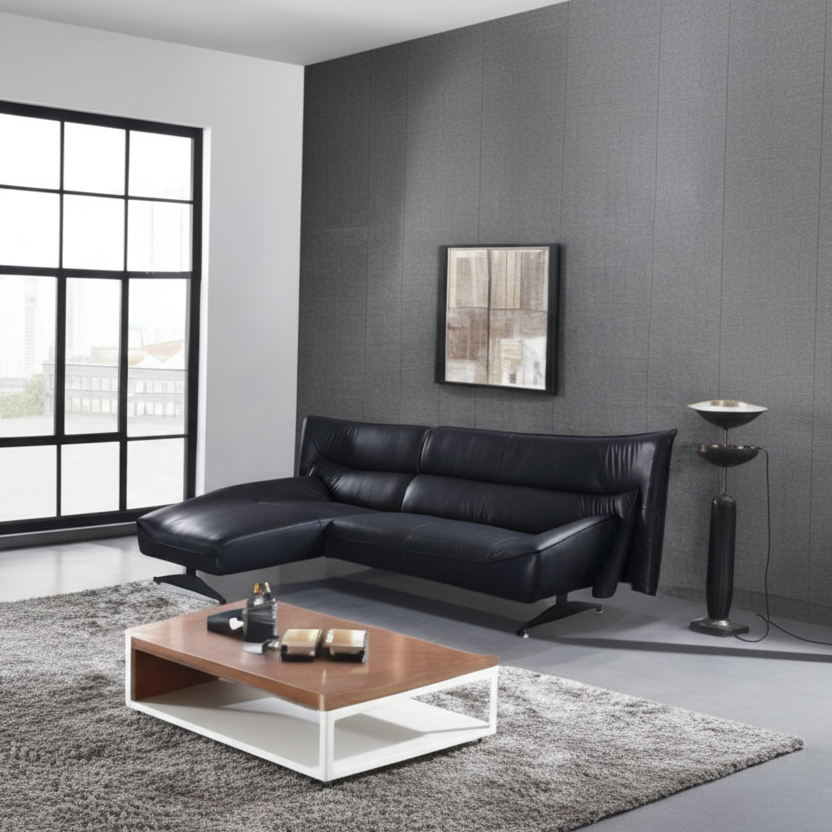 113" Dark Gray LAF Leather Sofa and Chaise