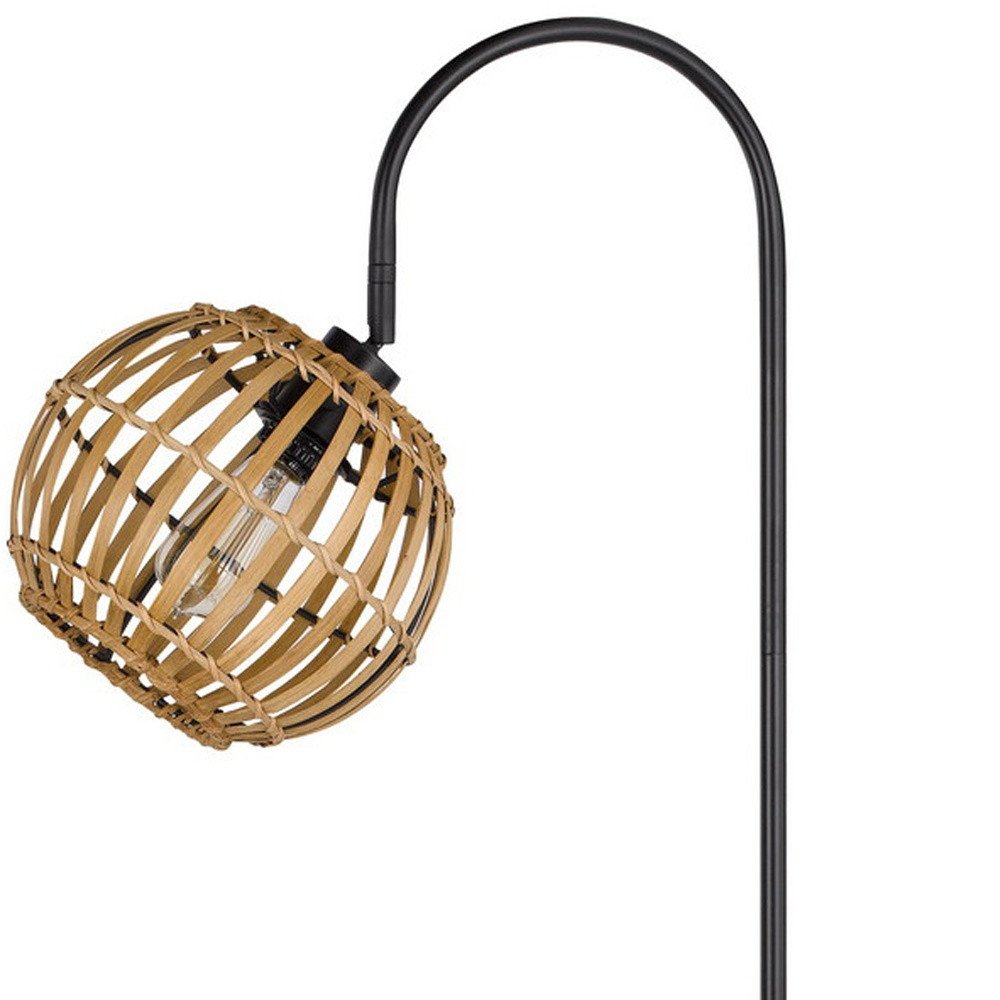 63" Brown Wicker Globe Floor Lamp