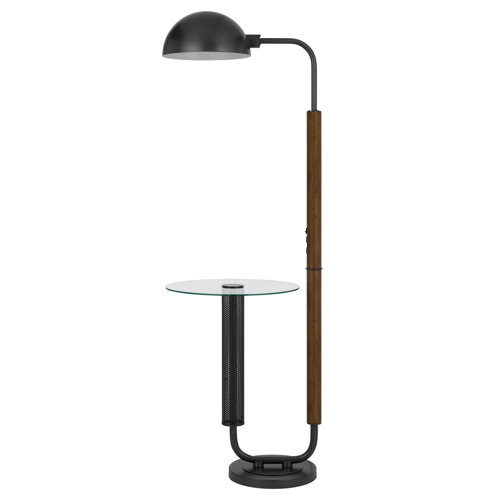 63" Brown and Black Overhang Floor Lamp and Table