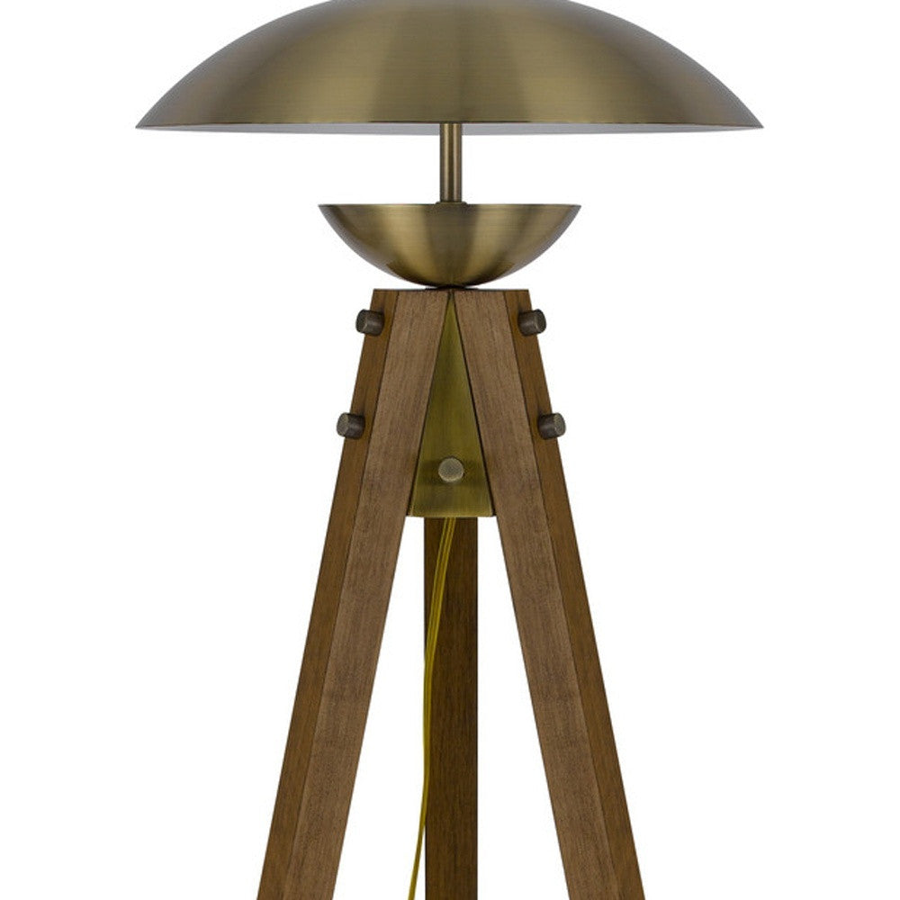 55" Brass Tripod Floor Lamp with Shade